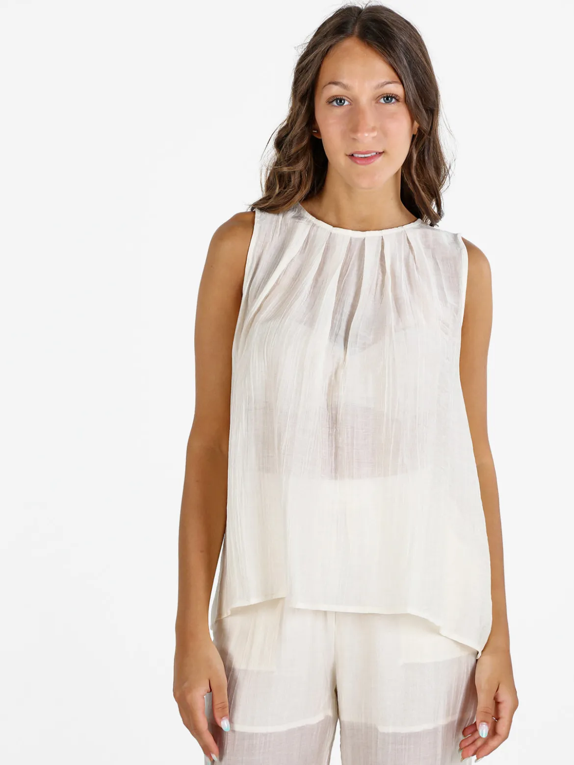 Sweet Miss Top donna tinta unita - bianco