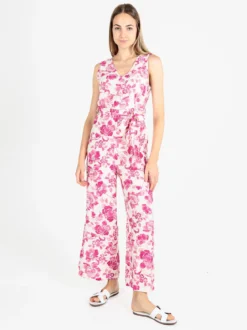 Sweet Miss Tuta lunga jumpsuite donna senza maniche con stampa floreale