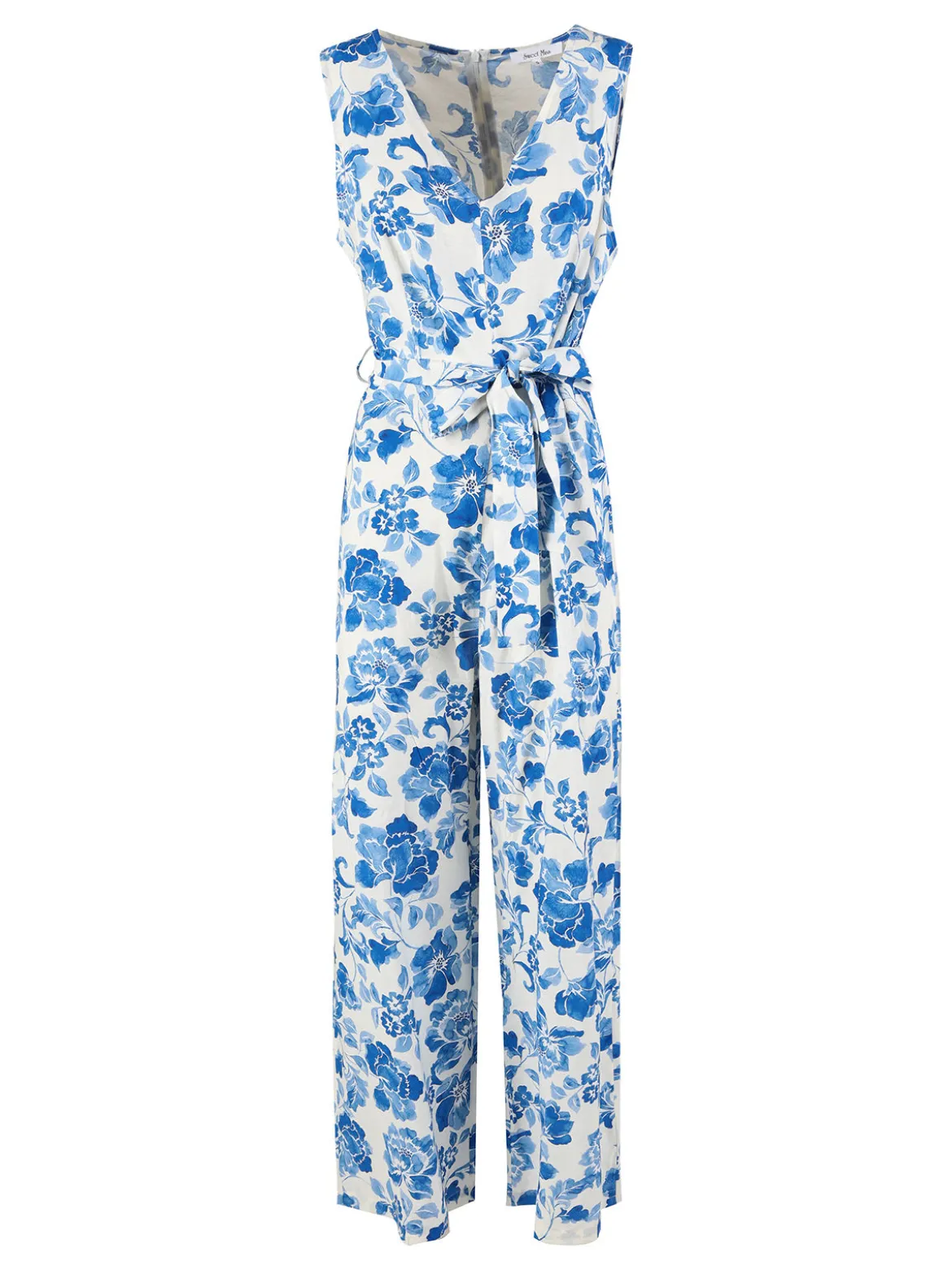 Sweet Miss Tuta lunga jumpsuite donna senza maniche con stampa floreale