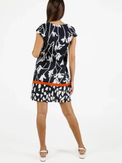 Sweet Miss Vestito donna a maniche corte in misto lino e cotone