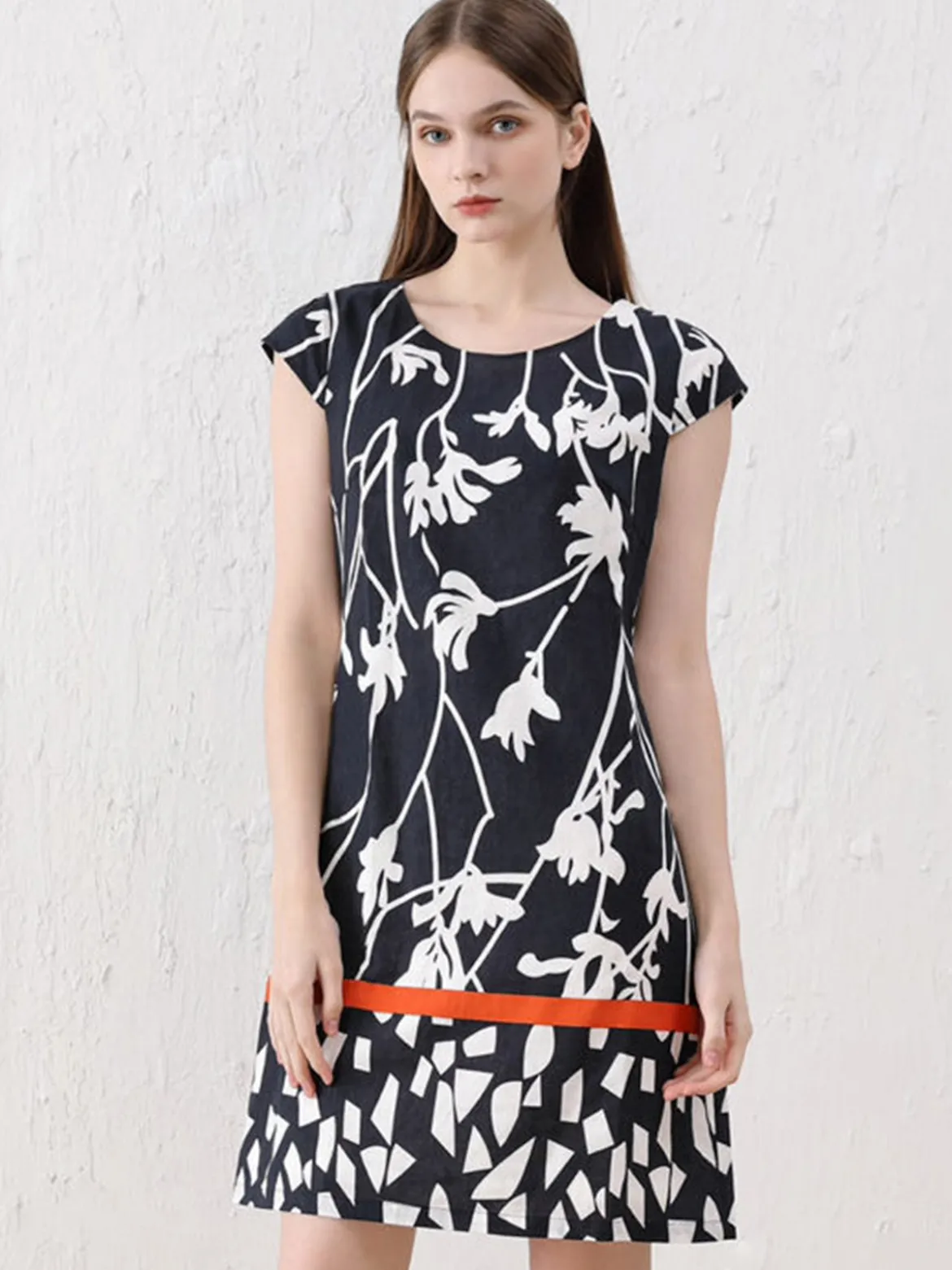 Sweet Miss Vestito donna a maniche corte in misto lino e cotone