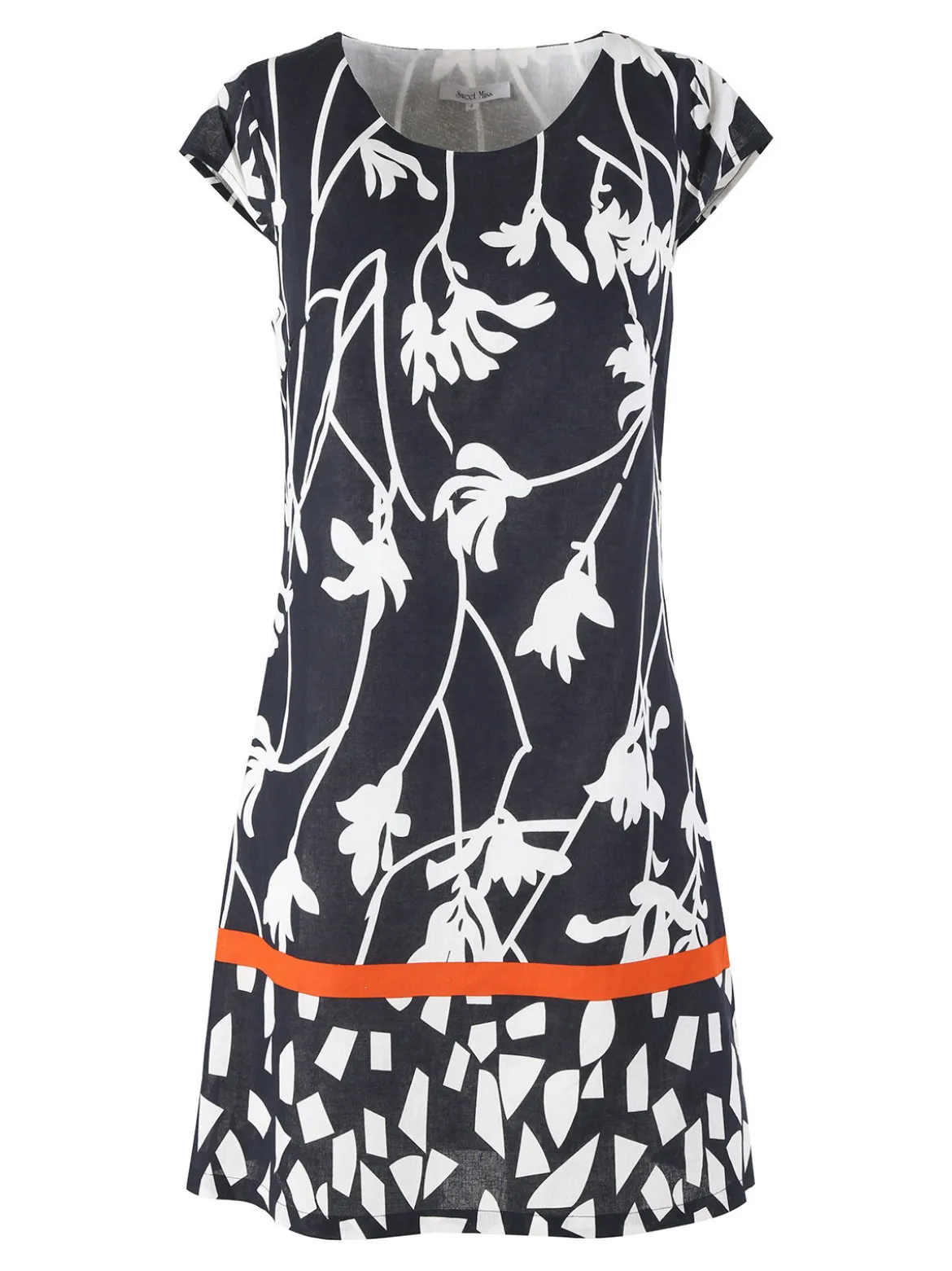 Sweet Miss Vestito donna a maniche corte in misto lino e cotone