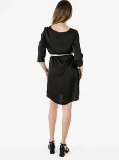 Sweet Miss Vestito donna con maniche a 3/4 in tessuto effetto raso - nero