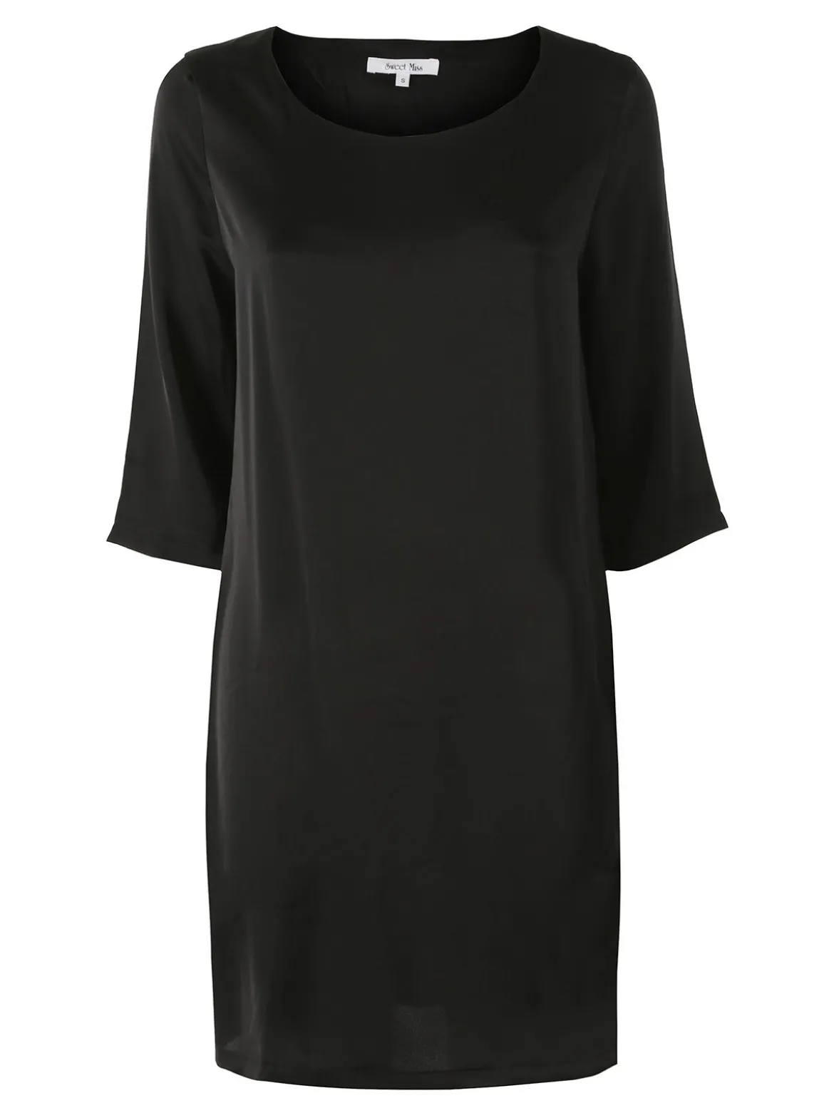 Sweet Miss Vestito donna con maniche a 3/4 in tessuto effetto raso - nero