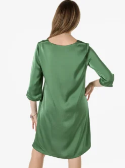 Sweet Miss Vestito donna con maniche a 3/4 in tessuto effetto raso - verde