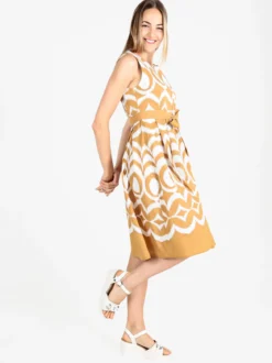 Sweet Miss Vestito donna smanicato in misto cotone e lino