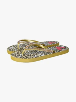 Sweet Years Infradito donna animalier in gomma con strass e pietre - giallo