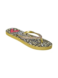 Sweet Years Infradito donna animalier in gomma con strass e pietre - giallo