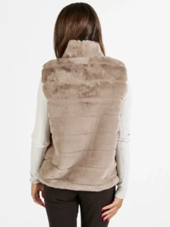 Swish Jeans Gilet donna in ecopelliccia - khaki