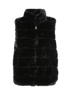 Swish Jeans Gilet donna in ecopelliccia- nero