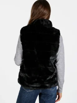 Swish Jeans Gilet donna in ecopelliccia- nero
