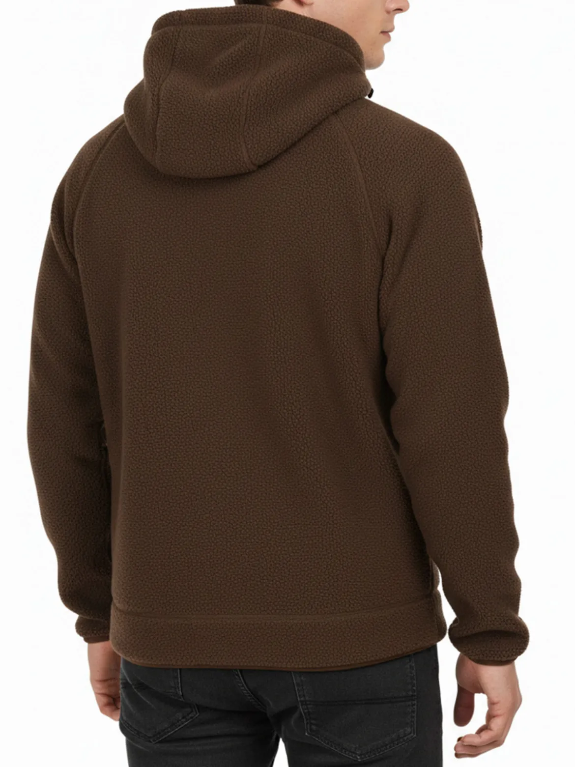 The People Rep Felpa teddy in pile da uomo con cappuccio e zip - marrone