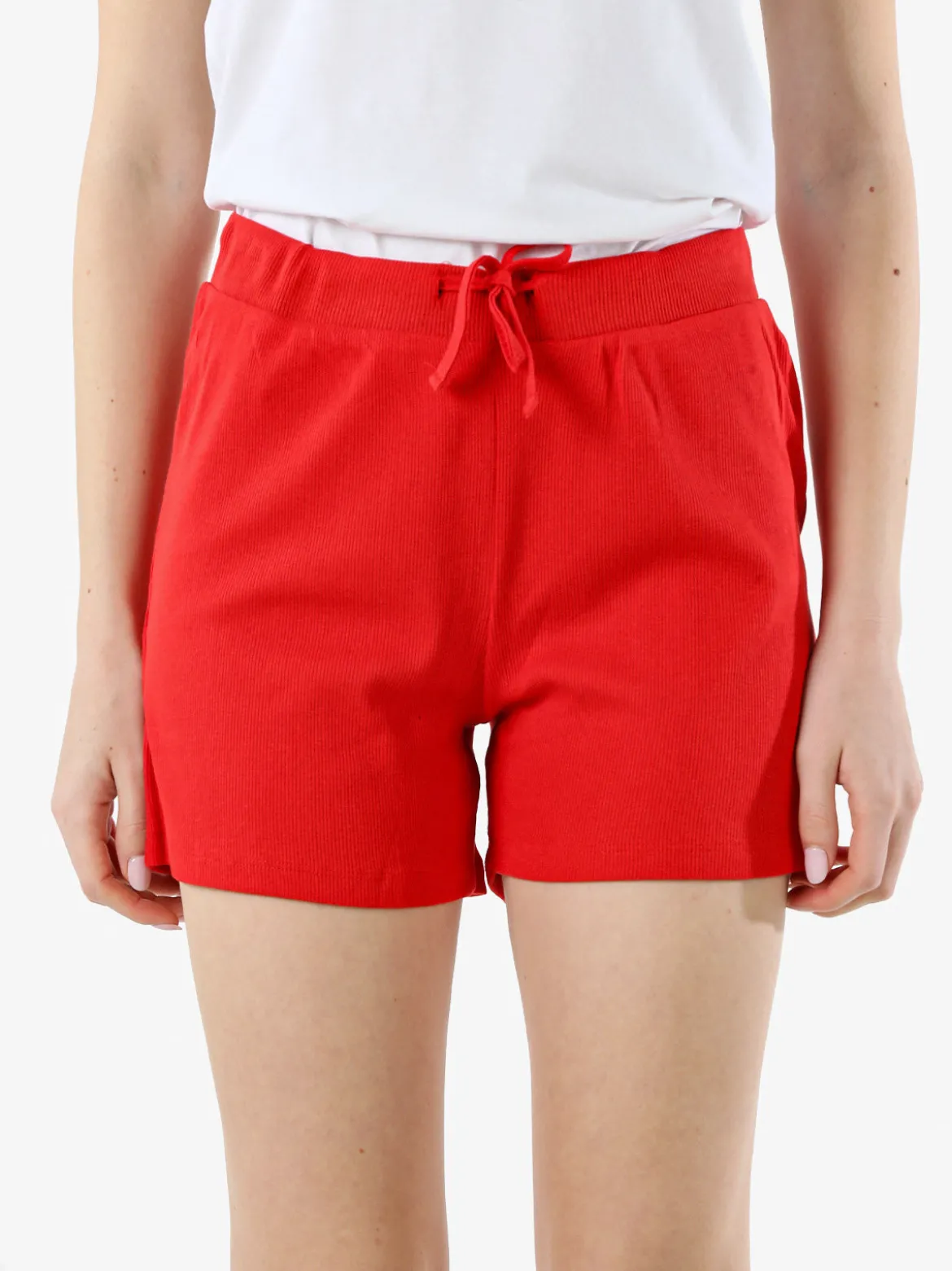 The People Rep Shorts sportivi da donna a costine con coulisse - rosso