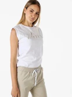 The People Rep T-shirt donna in cotone con ricamo - bianco