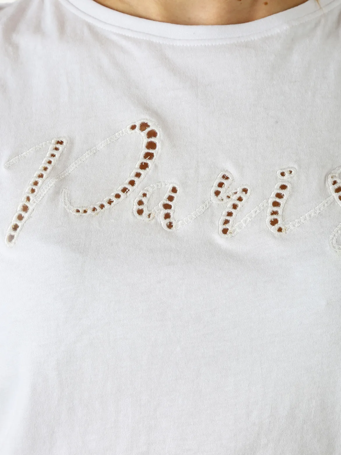 The People Rep T-shirt donna in cotone con ricamo - bianco