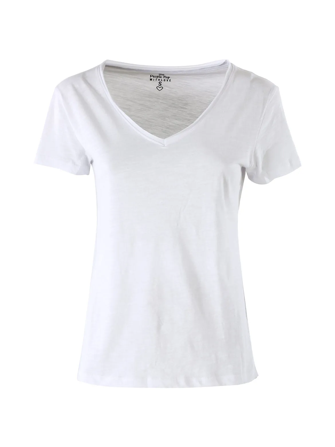 The People Rep T-shirt donna in cotone con scollo a V - bianco