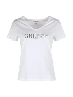 The People Rep T-shirt donna in cotone con scollo a V e stampa scritta