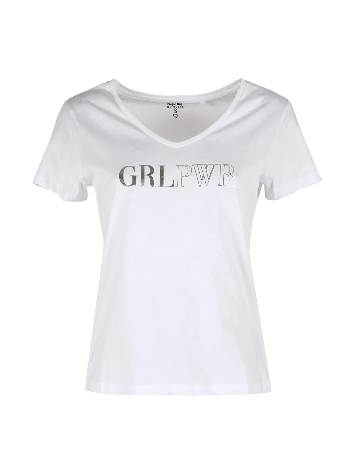 The People Rep T-shirt donna in cotone con scollo a V e stampa scritta