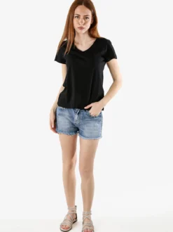 The People Rep T-shirt donna in cotone con scollo a V - nero