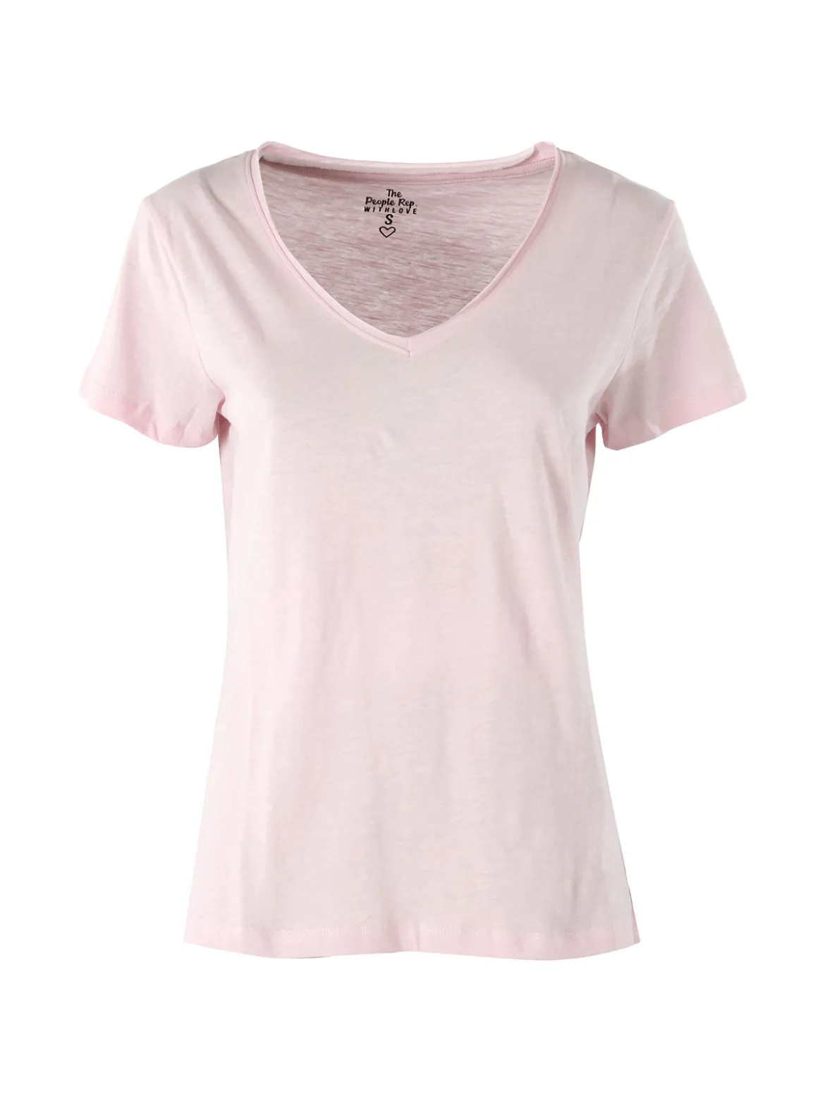 The People Rep T-shirt donna in cotone con scollo a V - rosa