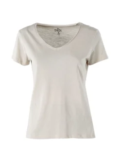 The People Rep T-shirt donna in cotone con scollo a V - sabbia