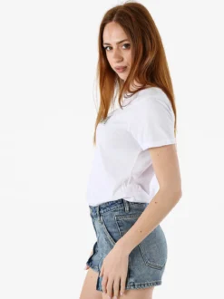 The People Rep T-shirt donna in cotone con scritta di strass e pietre - bianco