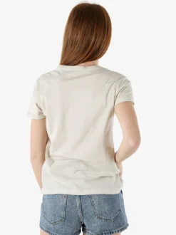 The People Rep T-shirt donna in cotone con scritta di strass e pietre - sabbia