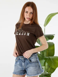 The People Rep T-shirt donna in cotone con stampa - moro