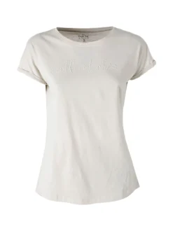 The People Rep T-shirt girocollo da donna in cotone con perline - beige