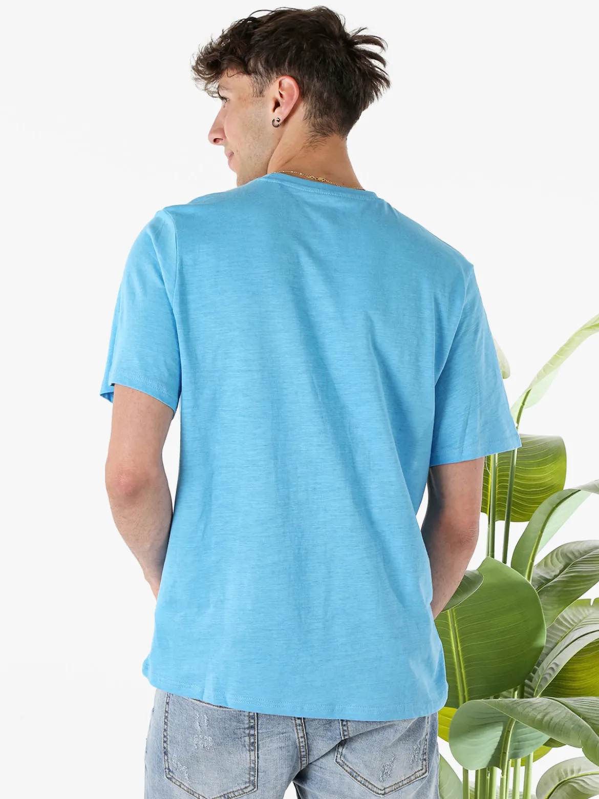 The People Rep T-shirt in cotone da uomo con taschino - turchese