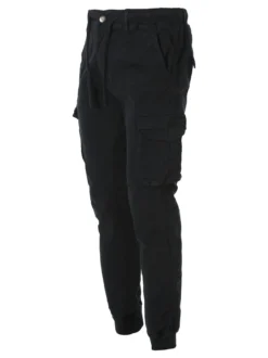 Tmk Pantaloni cargo da uomo in cotone con polsini - nero