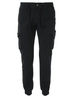 Tmk Pantaloni cargo da uomo in cotone con polsini - nero