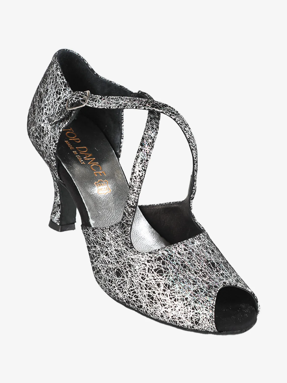 Top Dance Shoes Scarpe da ballo donna in pelle con tacco e puntale aperto