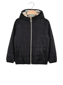 Top Style Giubbino 100 grammi da bambino reversibile con cappuccio e zip - nero