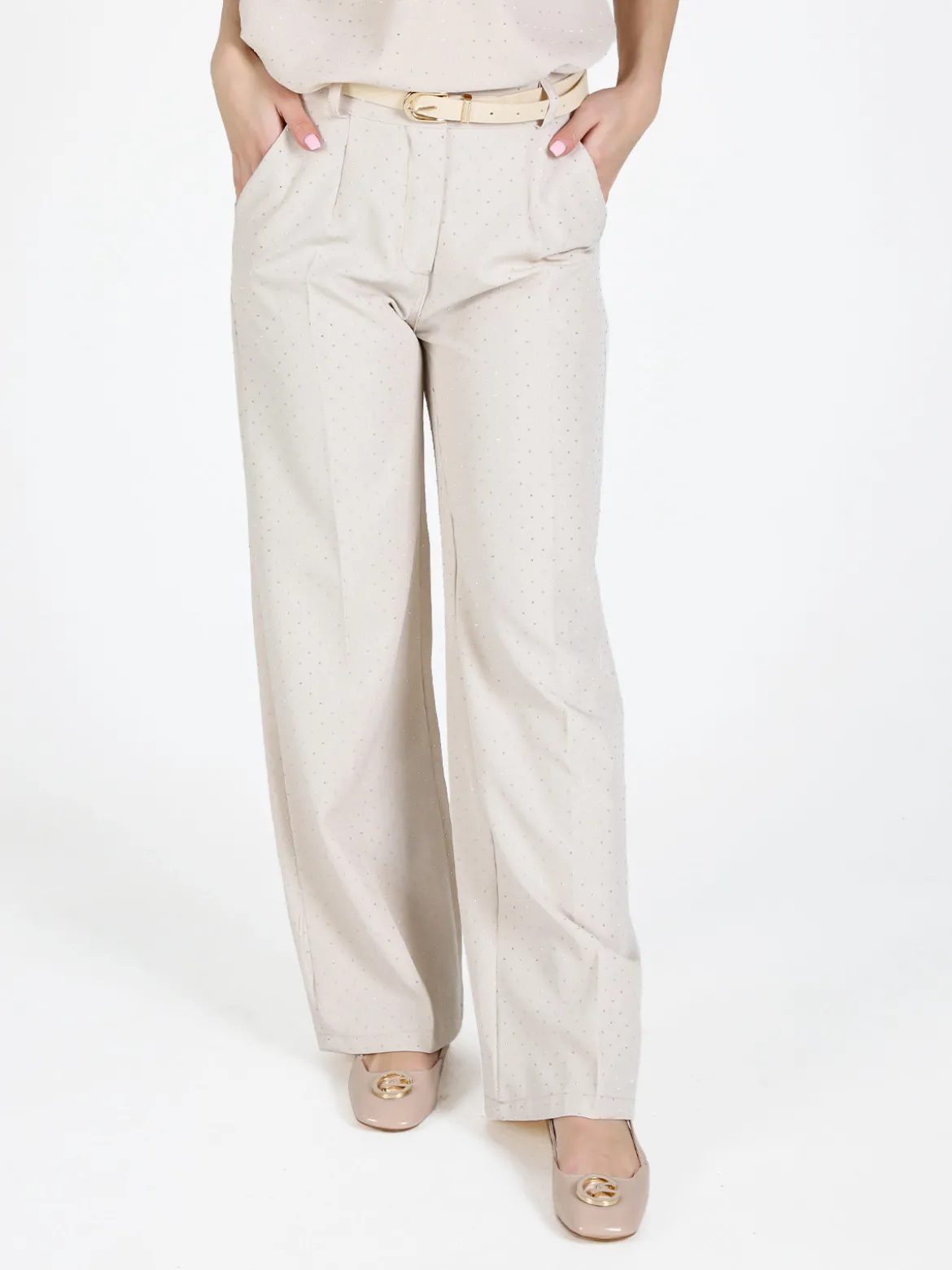 Top Trendy Pantaloni donna a gamba larga con strass