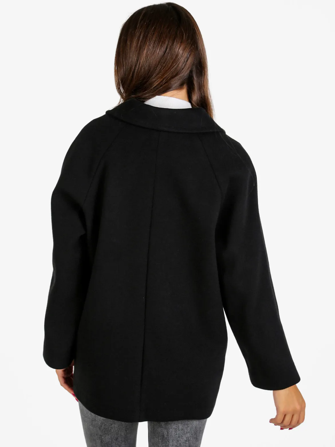 Trasparenze Cappotto corto da donna a doppiopetto con bottoni - nero