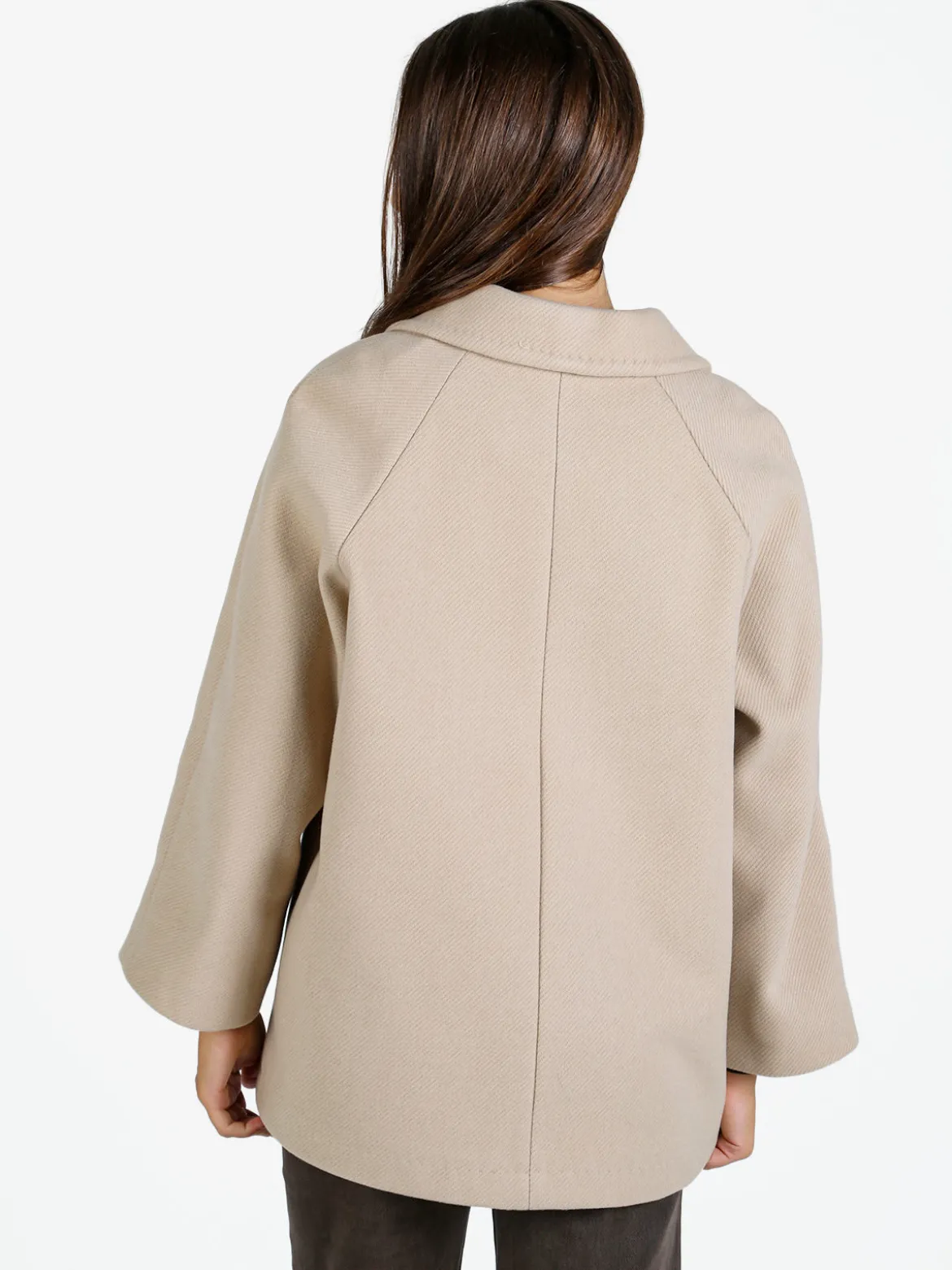 Trasparenze Cappotto corto da donna a doppiopetto con bottoni - beige