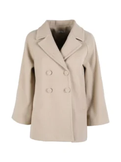 Trasparenze Cappotto corto da donna a doppiopetto con bottoni - beige
