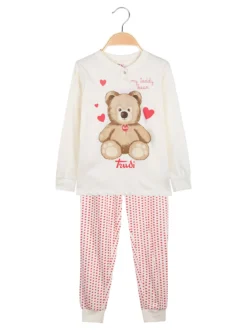 Trudi Pigiama lungo da bambina in cotone - panna