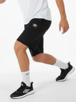 Umbro Bermuda sportivi da uomo in felpa di cotone con coulisse e logo - nero