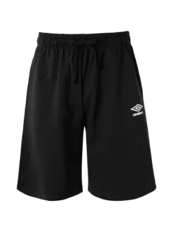 Umbro Bermuda sportivi da uomo in felpa di cotone con coulisse e logo - nero