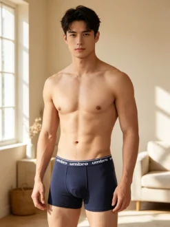 Umbro Boxer da uomo in cotone elasticizzato - blu scuro