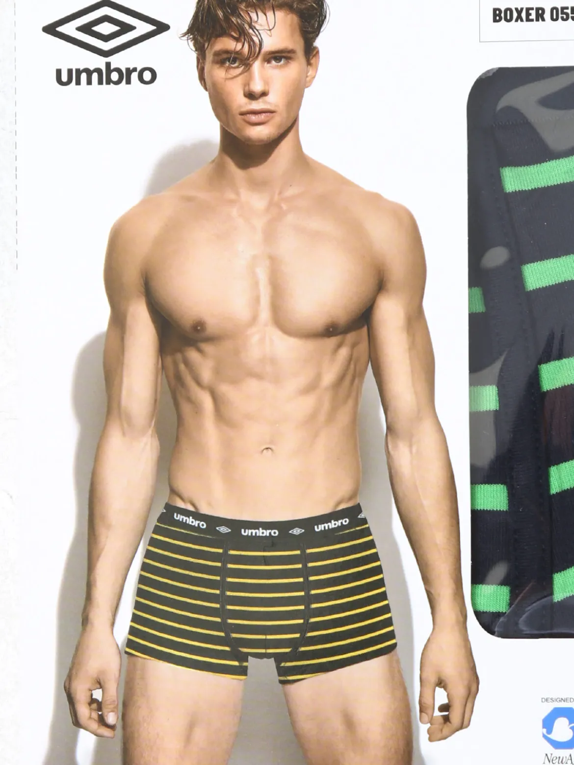 Umbro Boxer da uomo rigati in cotone elasticizzato - arancione