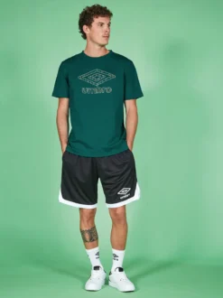 Umbro Completo corto da uomo con logo t-shirt in cotone e bermuda sportivi - verde