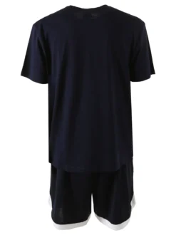 Umbro Completo corto da uomo con logo t-shirt in cotone e bermuda sportivi - blu scuro