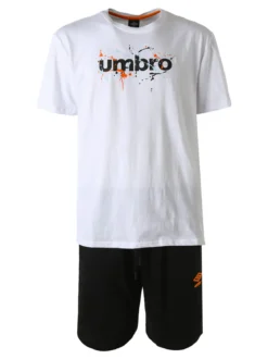 Umbro Completo corto sportivo da uomo in cotone con t-shirt e bermuda - bianco