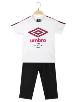 Umbro Completo 2 pezzi in cotone da ragazza con t-shirt e leggins