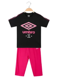 Umbro Completo 2 pezzi in cotone da ragazza con t-shirt e leggins