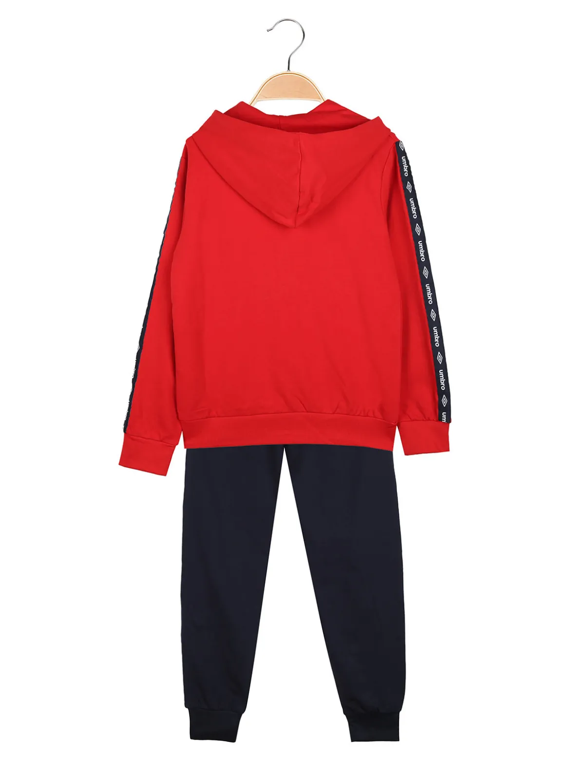 Umbro Completo tuta da bambino 2 pezzi full zip con cappuccio e logo - rosso