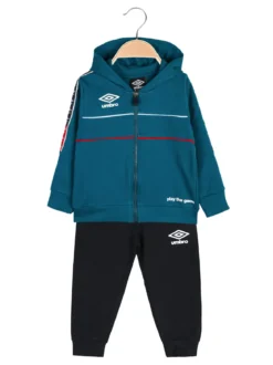 Umbro Completo tuta da neonato 2 pezzi con cappuccio e zip - ottanio